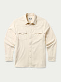 Natural western denim snap shirt, front view with two chest pockets and button snap placket