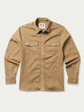 Tan western snap-front denim shirt with two chest flap pockets