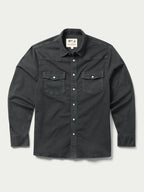 Slate denim snap western shirt with two chest pockets and snap buttons