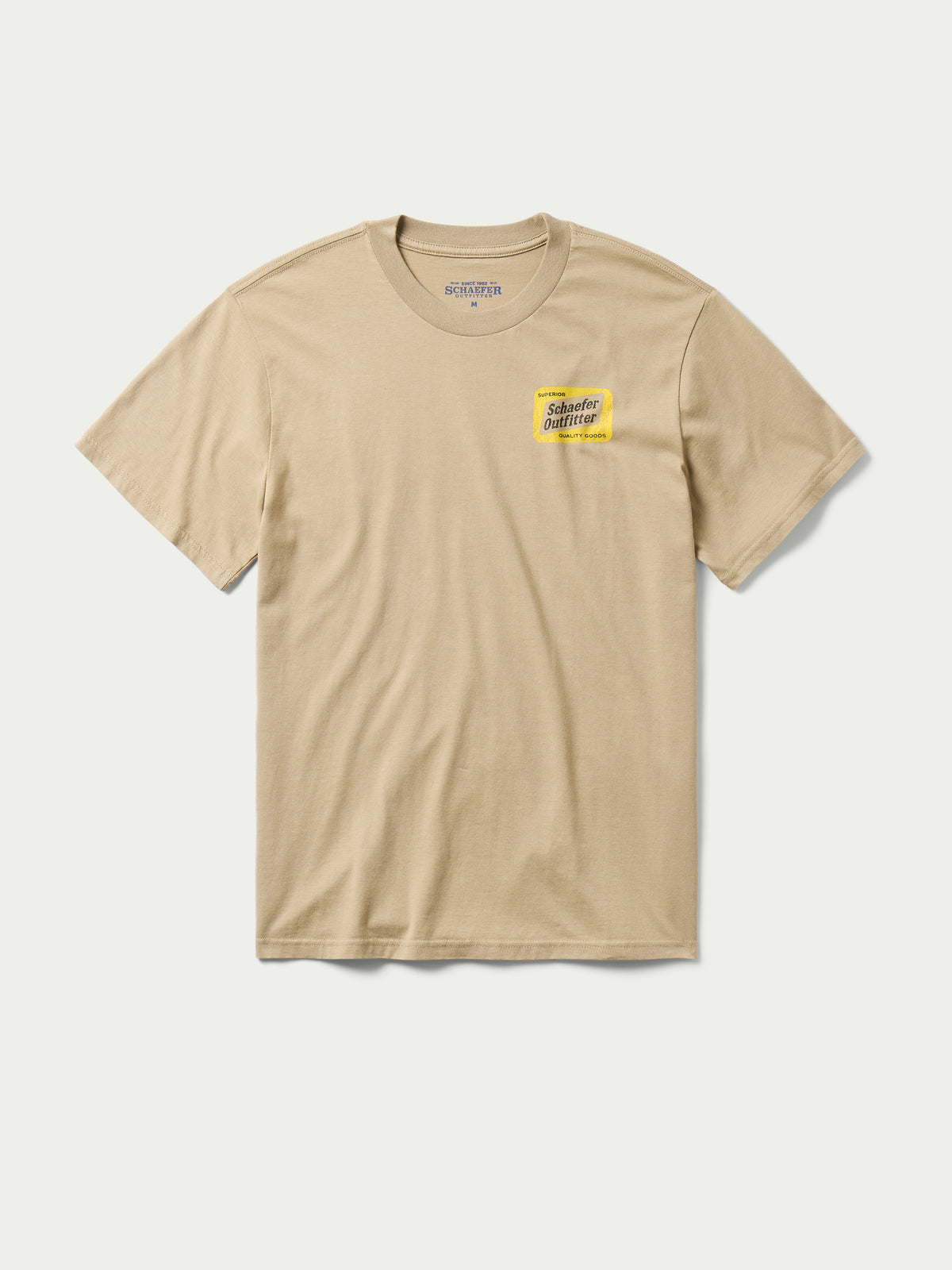 Khaki T-shirt with small chest Schaefer Outfitters logo