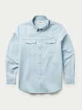 Light blue western button-down shirt with flap chest pockets and snap placket