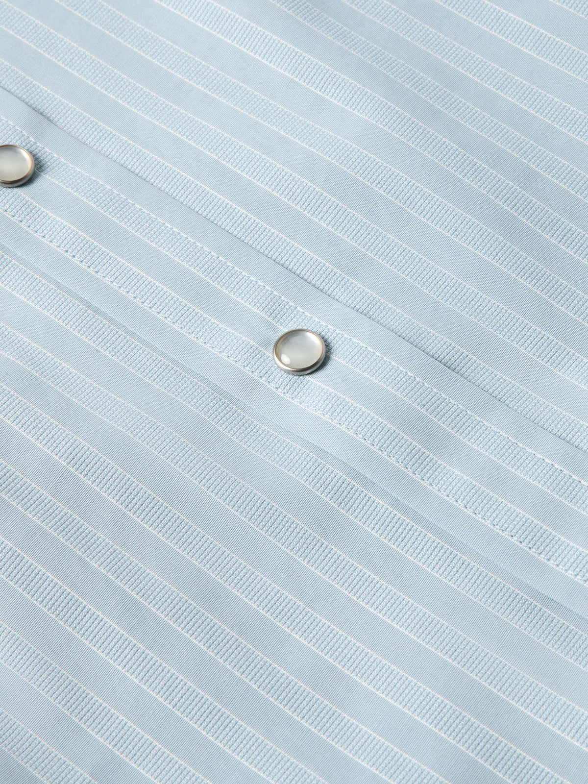 Light blue striped western button-down shirt with metal snap closures