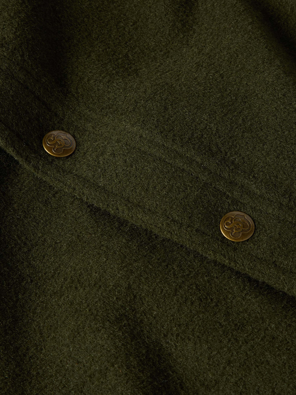 Olive wool overshirt with metal button detail on the chest