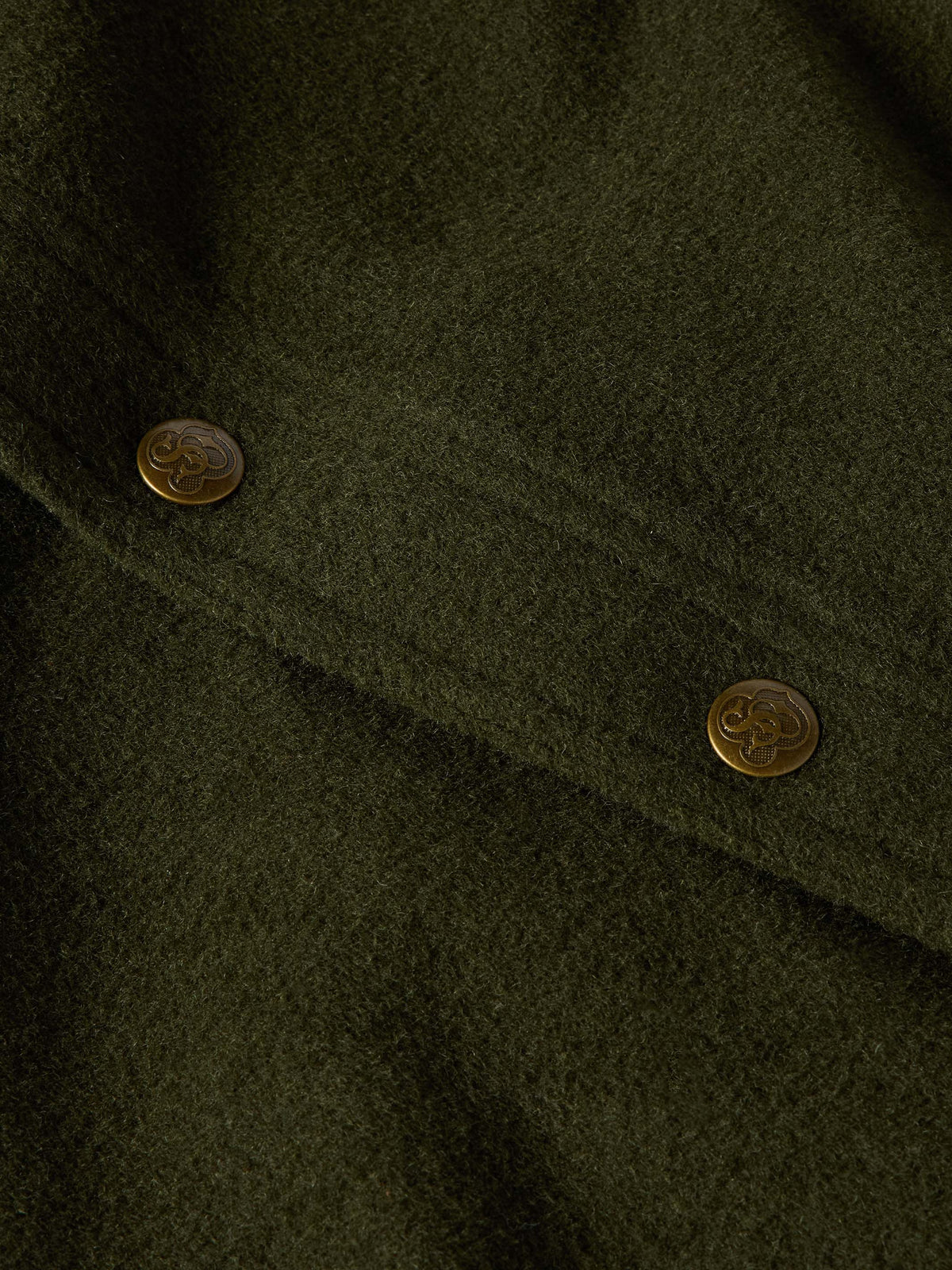 Olive wool overshirt with metal button detail on the chest