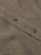 Taupe wool overshirt with two-button front and embroidered button detail