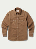 Khaki denim snap western shirt with two chest pockets, long sleeves
