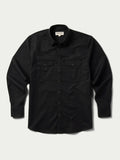 Black western button-down shirt with snap buttons and chest pockets