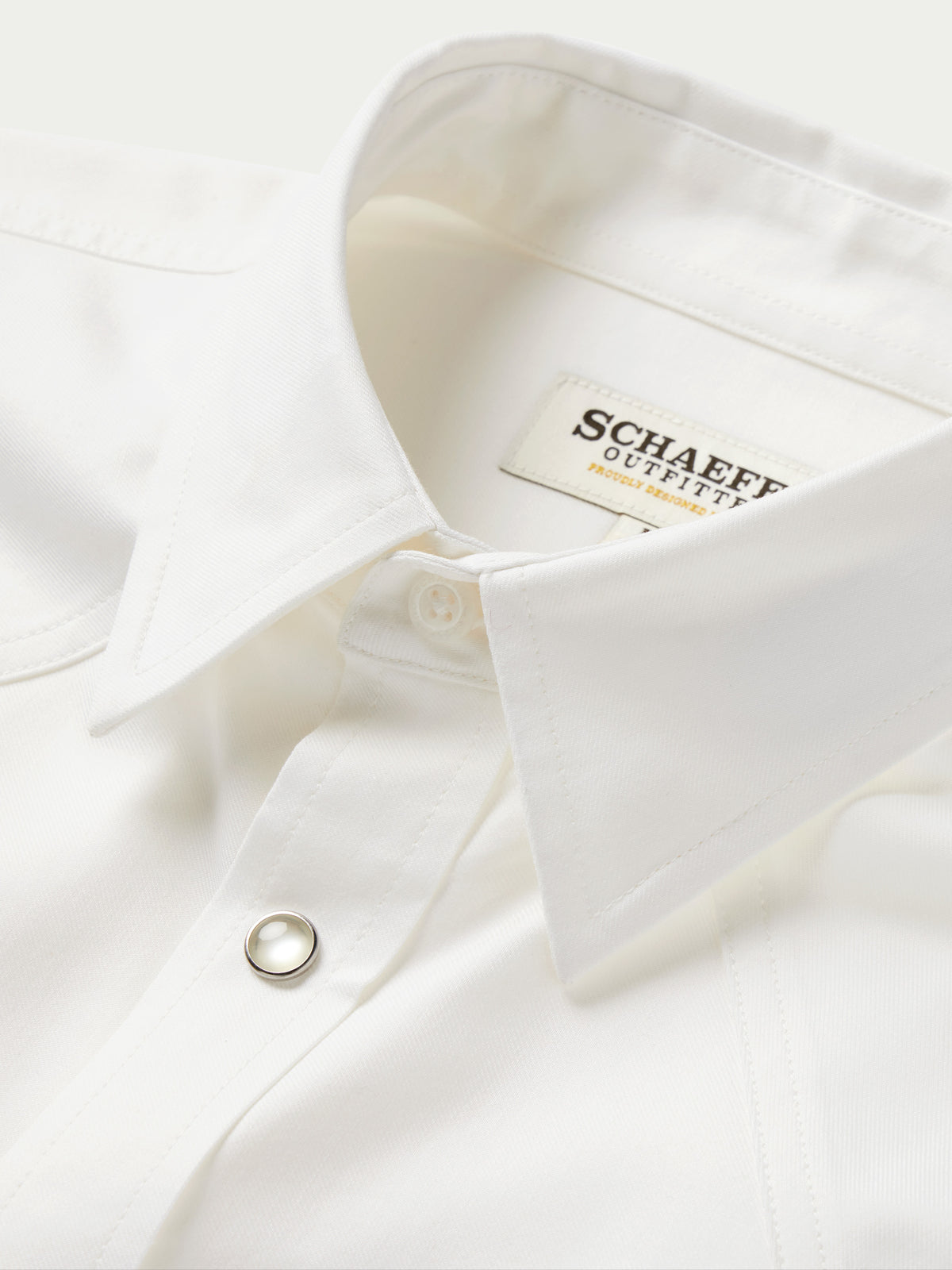 White western button-down shirt collar with snap placket and brand label