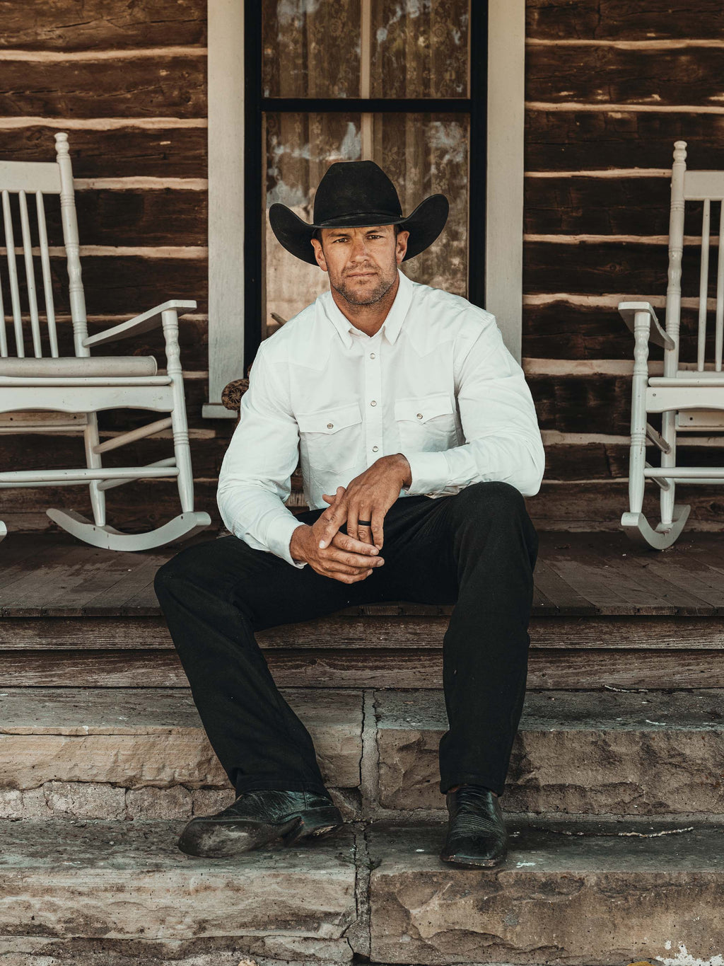 White western button-down shirt worn by a man with long sleeves