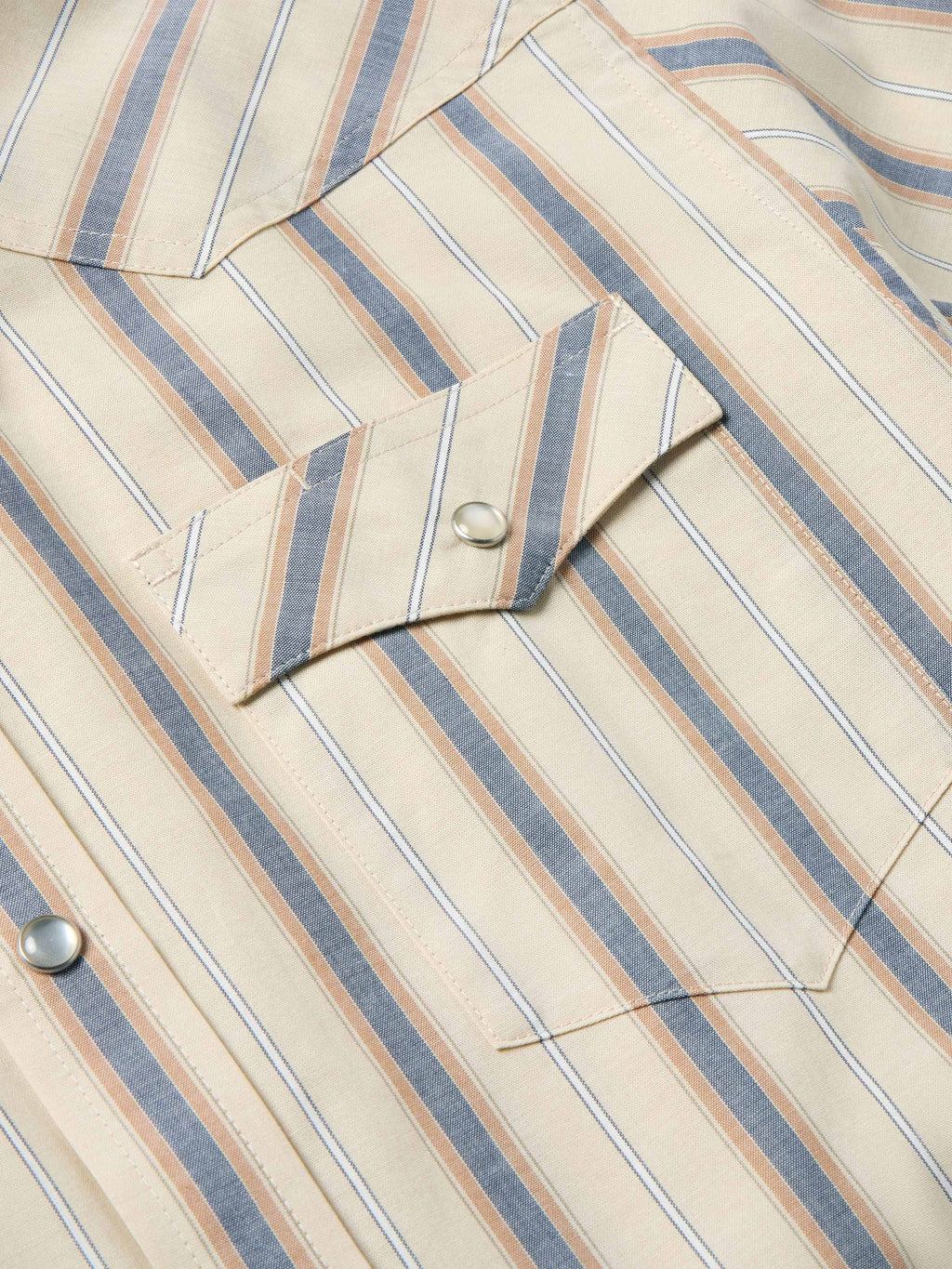 Striped cotton pearl-snap shirt with flap chest pocket detail