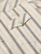 Striped cotton pearl-snap shirt with flap chest pocket detail