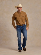 RangeTek Western snap shirt in pecan tan with snap placket and chest flap pockets