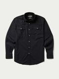 Black western snap shirt with button front, snap-flap chest pockets, and long sleeves