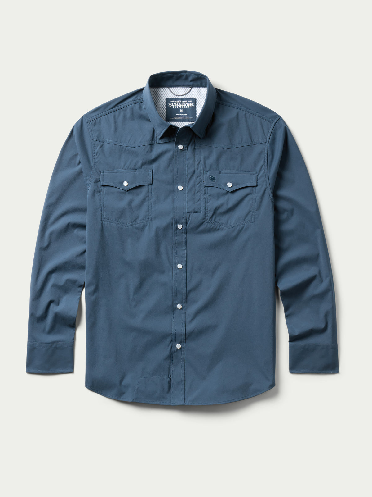 Navy western snap button shirt with button-front and chest pockets