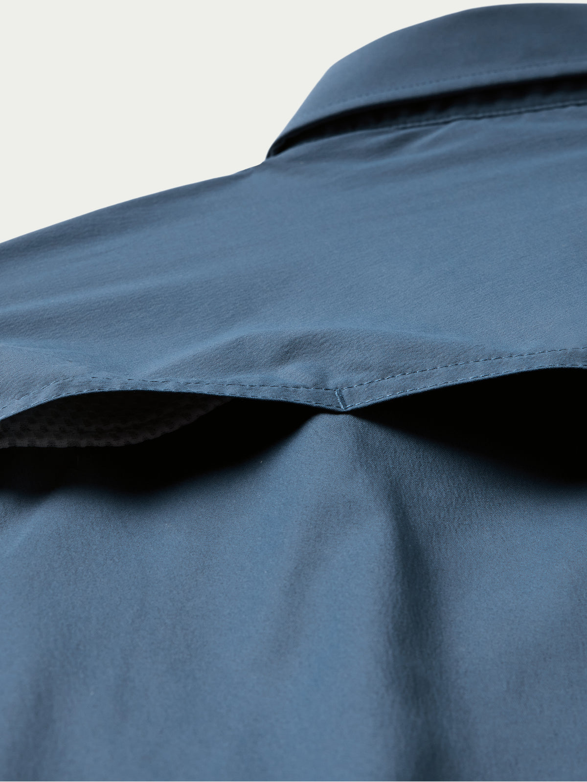 Navy western snap shirt with shoulder yoke seam and collar detail