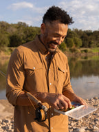 RangeTek Western snap shirt, pecan tan with snap buttons and chest flap pocket