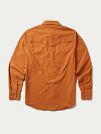 Rust western snap shirt, back view with snap placket