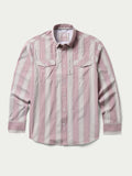 Men's pink striped button-up shirt with long sleeves and button front