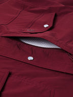 Maroon western snap shirt with under-placket seams and buttoned front placket