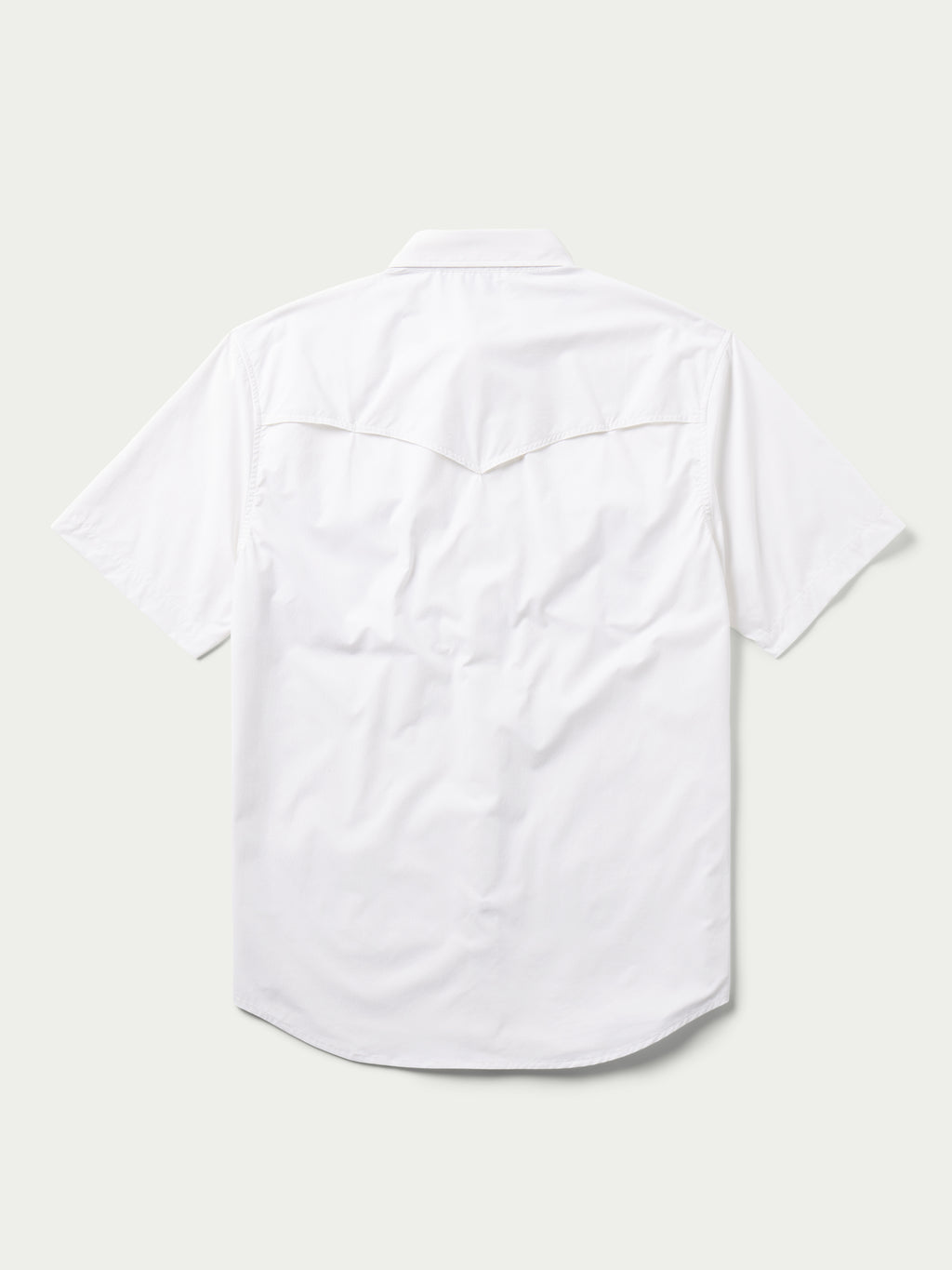 White short-sleeve snap western guide shirt with plain back