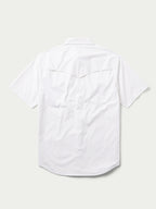 White short-sleeve snap western guide shirt with plain back