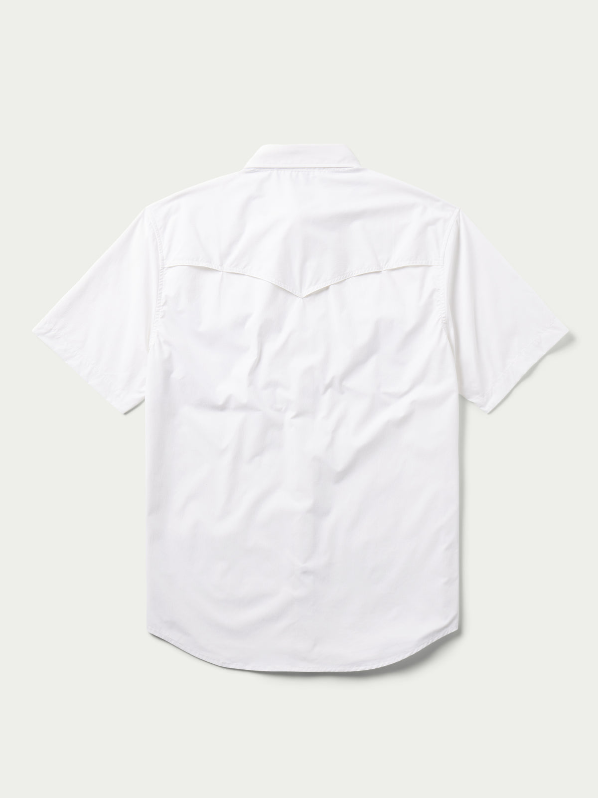 White short-sleeve snap western guide shirt with plain back