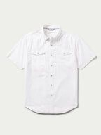 White short-sleeve snap western guide shirt with button front and two chest pockets