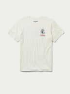 Men's cream graphic T-shirt with small chest 's' emblem logo