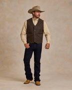 RangeWax® Mesquite vest in dark brown with button front and chest pockets
