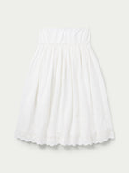 Vintage white midi peasant skirt with elastic waistband and gathered pleats