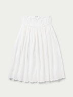 Vintage white midi peasant skirt with elastic waistband and pleated gathers