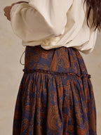 Paisley print tiered skirt with gathered waist