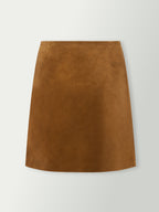Tuscany suede A-line skirt with straight waistband and smooth hem