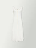 Bone sleeveless button-front maxi dress with scoop neckline.