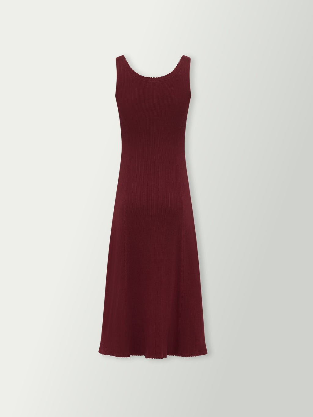 Wine sleeveless midi dress with scoop neckline and A-line skirt