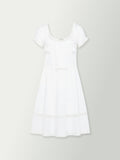 Vintage white short-sleeve tiered babydoll dress with lace-trim hem
