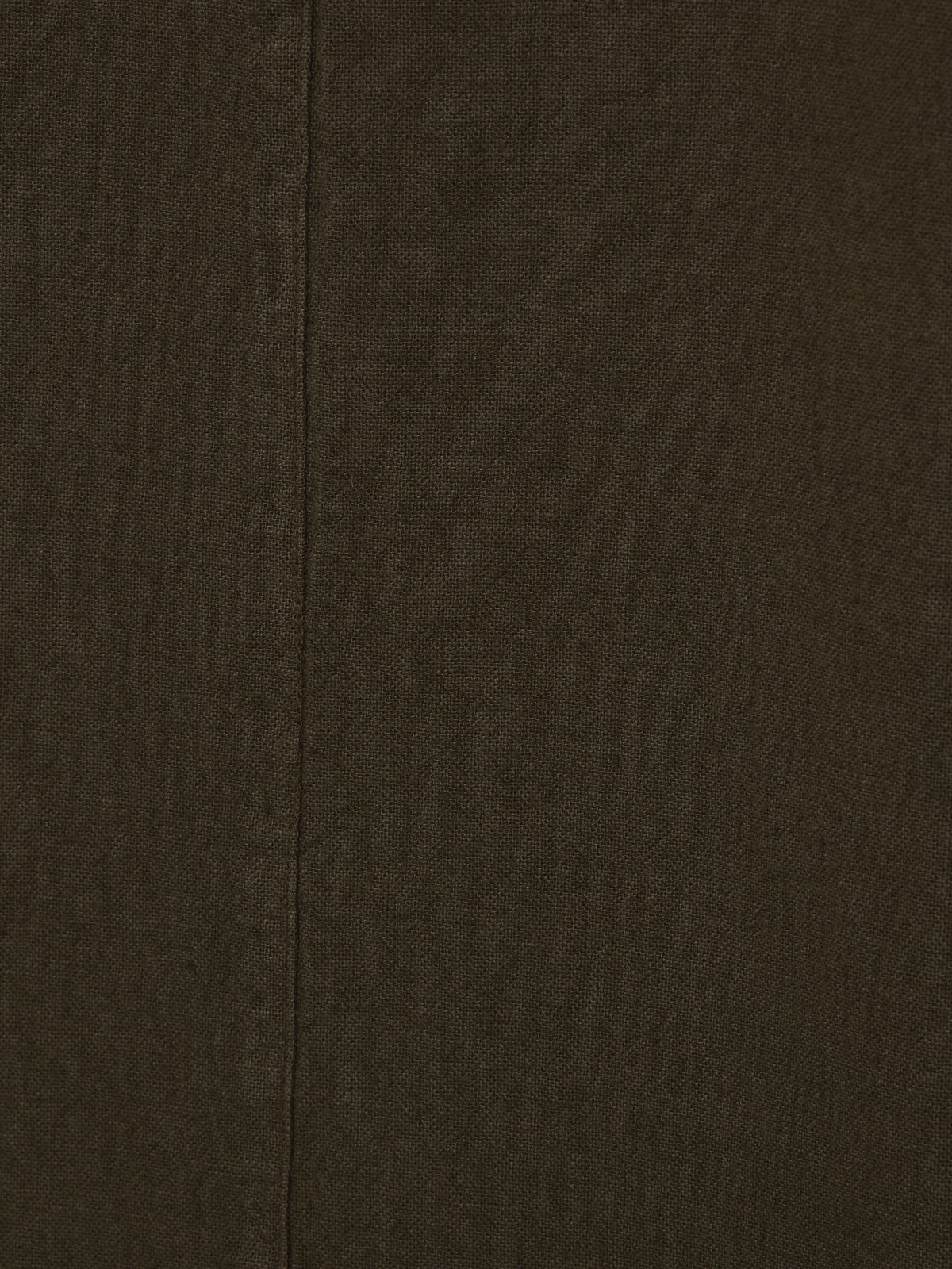 Olive dress fabric panel with visible side seam stitching