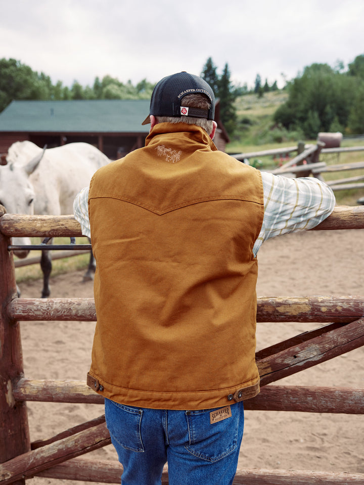 Zip Canvas Vest With Sherpa Lining - Schaefer Outfitter