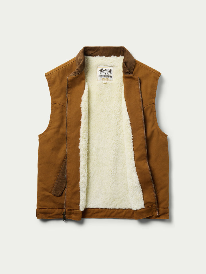 Zip Canvas Vest With Sherpa Lining - Schaefer Outfitter