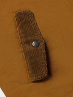 Sandstone canvas vest with sherpa lining and metal button snap