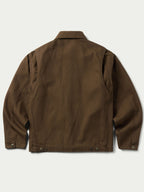 Hickory brown zip canvas jacket back view with snap hem tabs