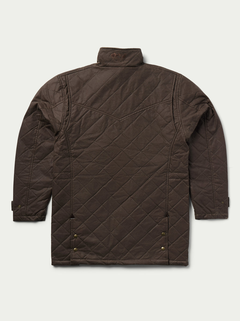 RangeWax® quilted jacket in dark brown with stand collar and button front