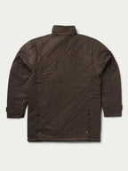 RangeWax® quilted jacket in dark brown with stand collar and button front