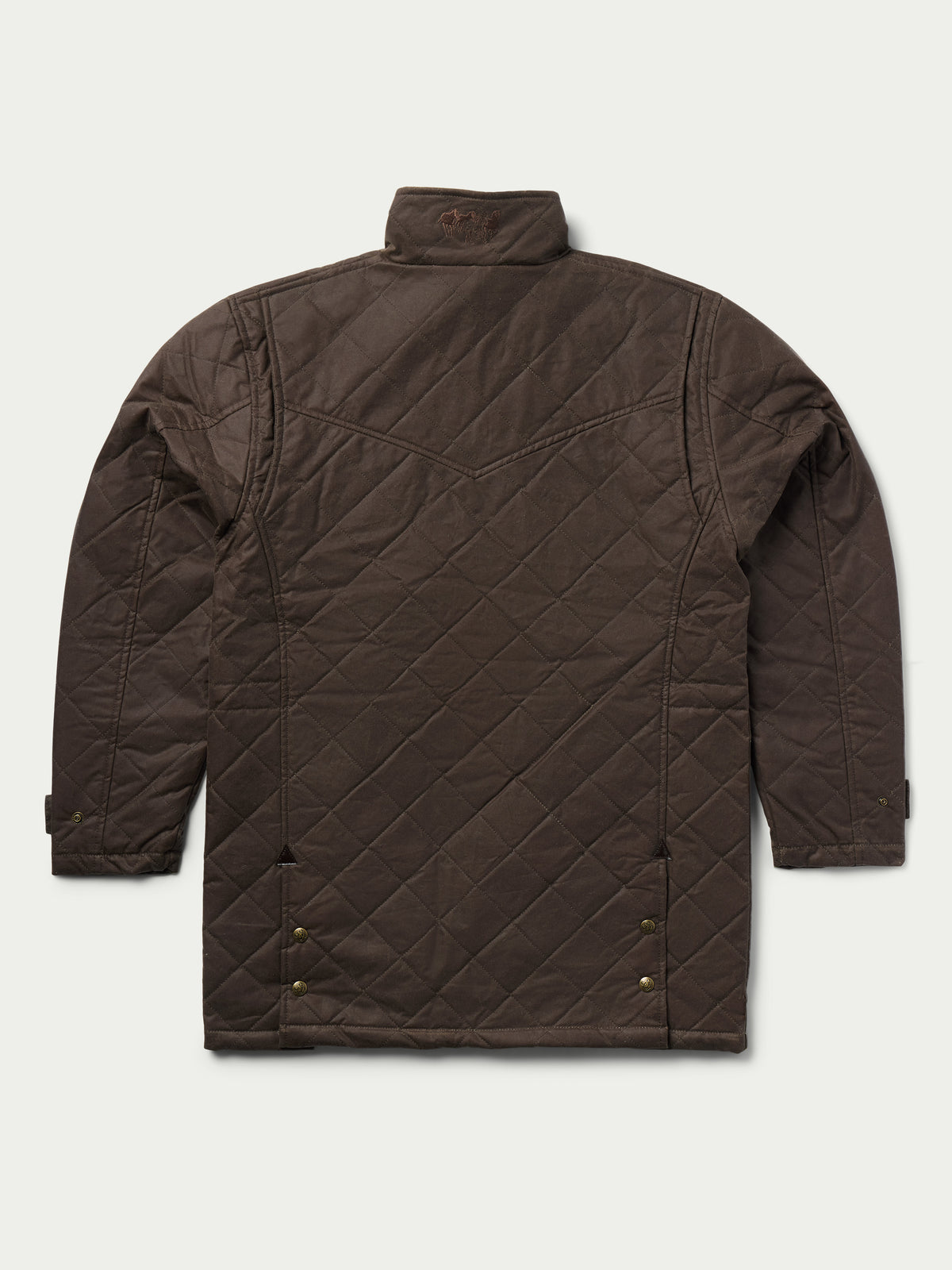 RangeWax® quilted jacket in dark brown with stand collar and button front