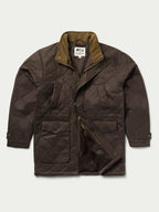 RangeWax® quilted jacket, dark brown, with flap chest pockets and button closures