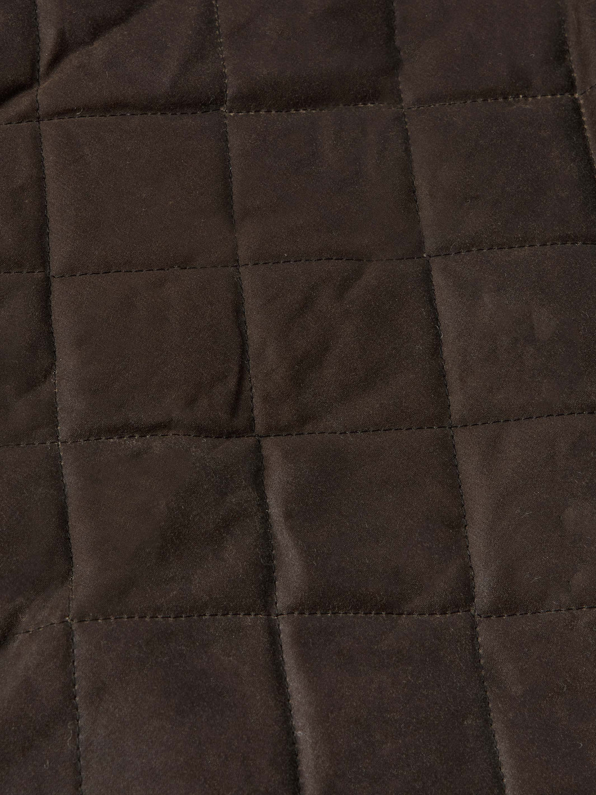 RangeWax® jacket close-up of diamond-quilted dark brown panels
