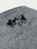 Heather gray wool vest with black horse logo embroidery on chest.