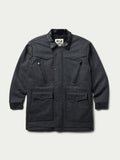 Cattle King charcoal wool coat with stand collar and four flap pockets