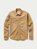 Women’s western denim snap shirt in faded chestnut, front view with snap pockets