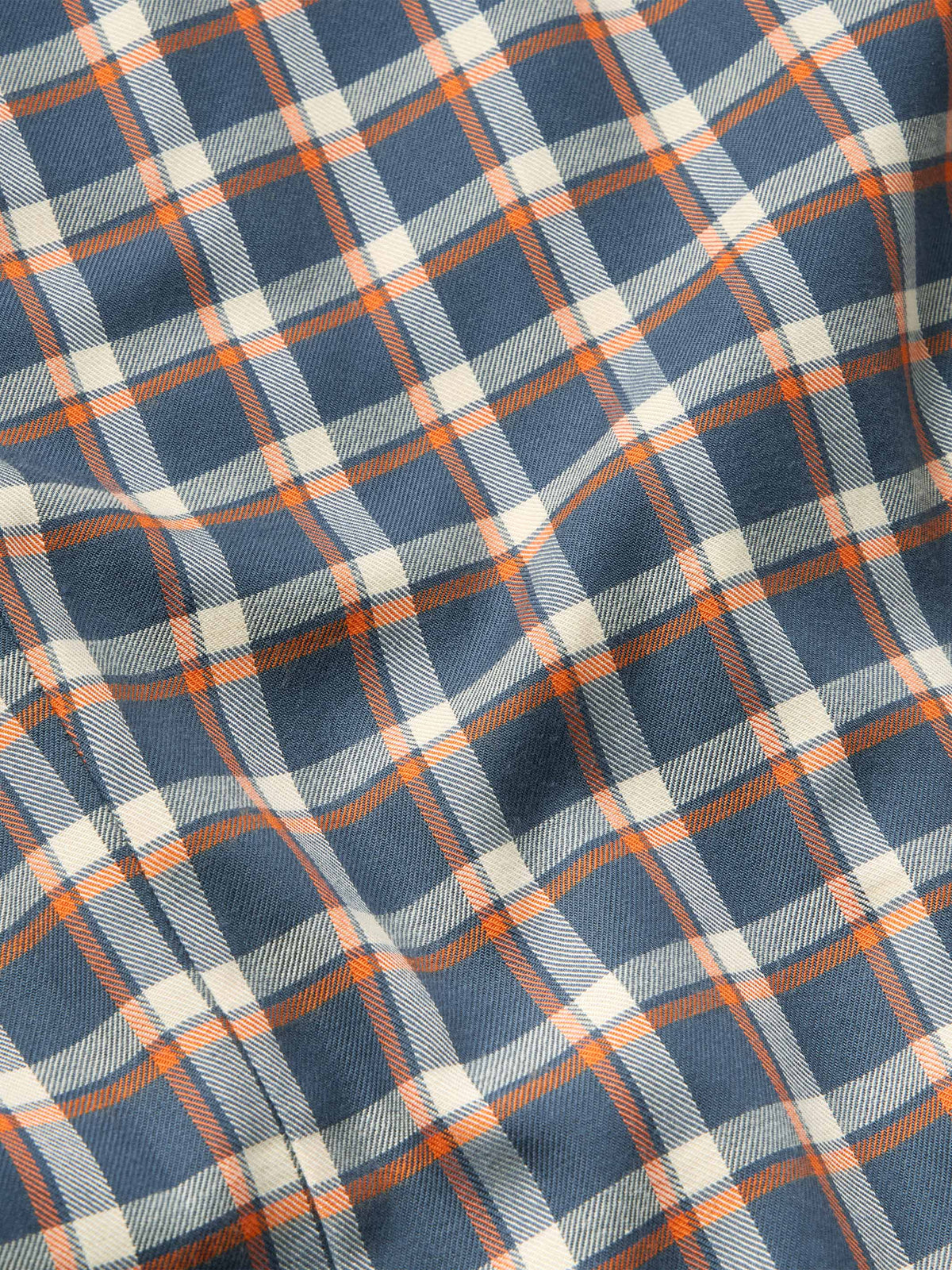 Women’s embroidered snap shirt fabric view, blue plaid pattern
